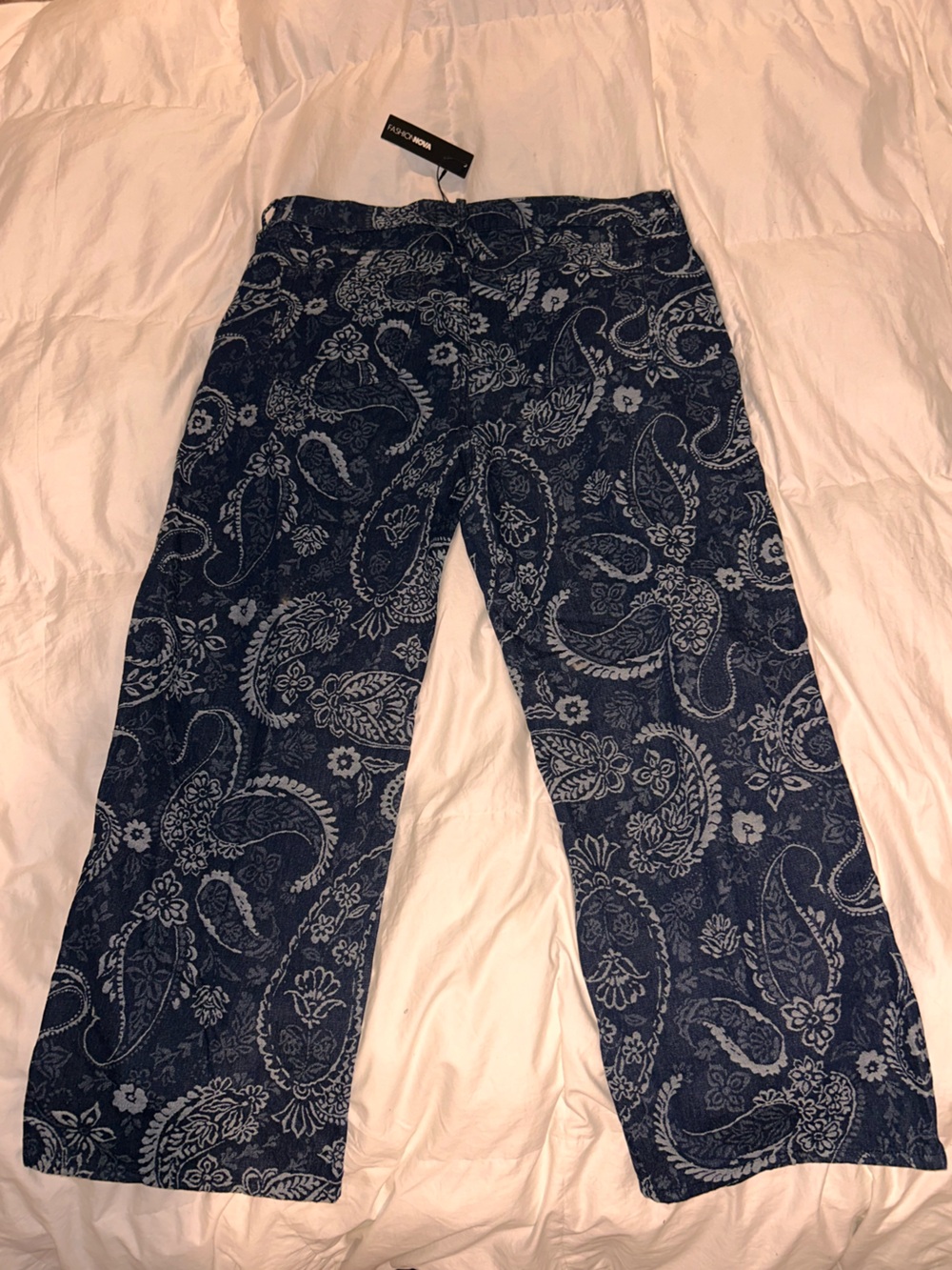 Fashion Nova Navy Blue Paisley Print Women’s Jeans